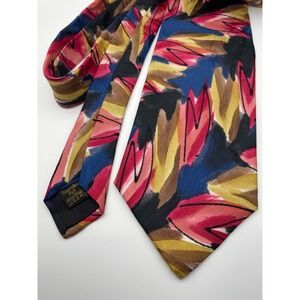 Rivellino Men's Silk Tie Abstract Floral Print Handmade USA